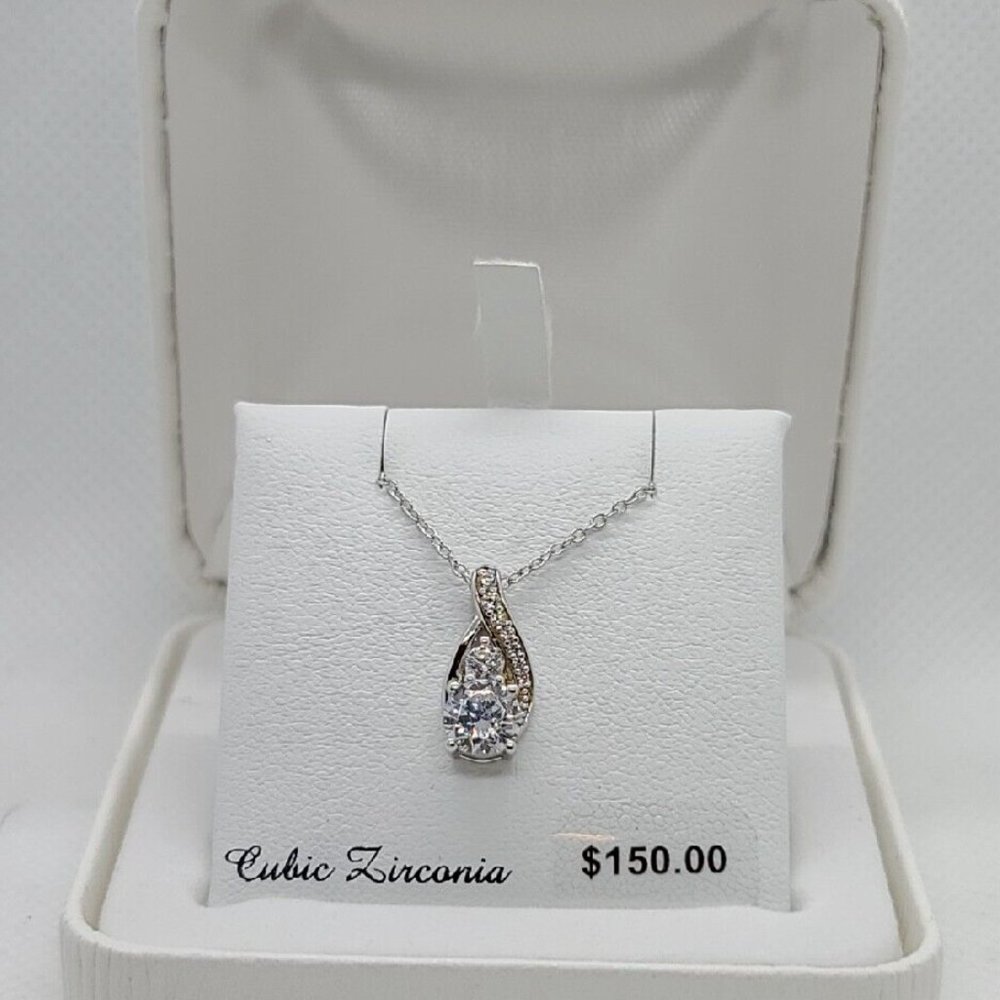DIAMONLUXE Teardrop Pendant Necklace - 18 in.